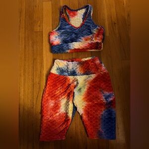 Multi-coloured tie-dye workout set #gym #activewear #fitness